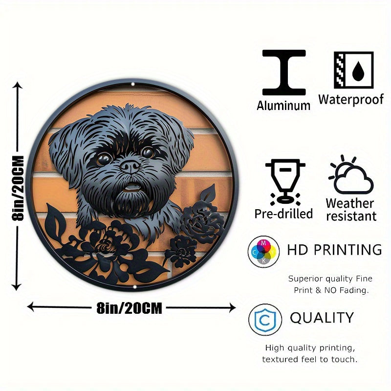 Floral Shih Tzu Metal Decor