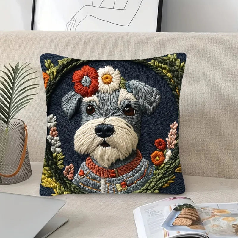 Schnauzer & Floral  Cushion Covers