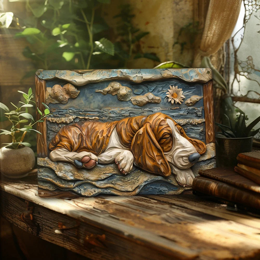 Vintage Basset Hound Metal Wall Art