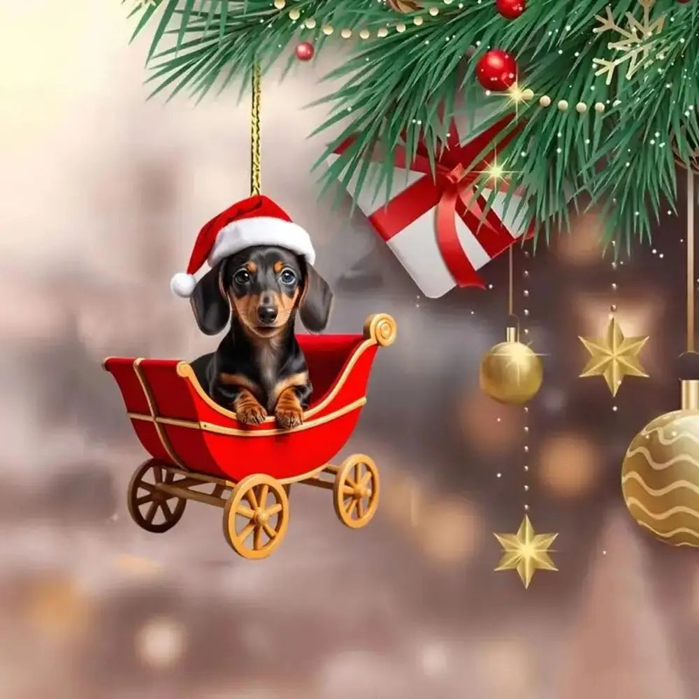 Playful Dachshund Christmas Ornaments