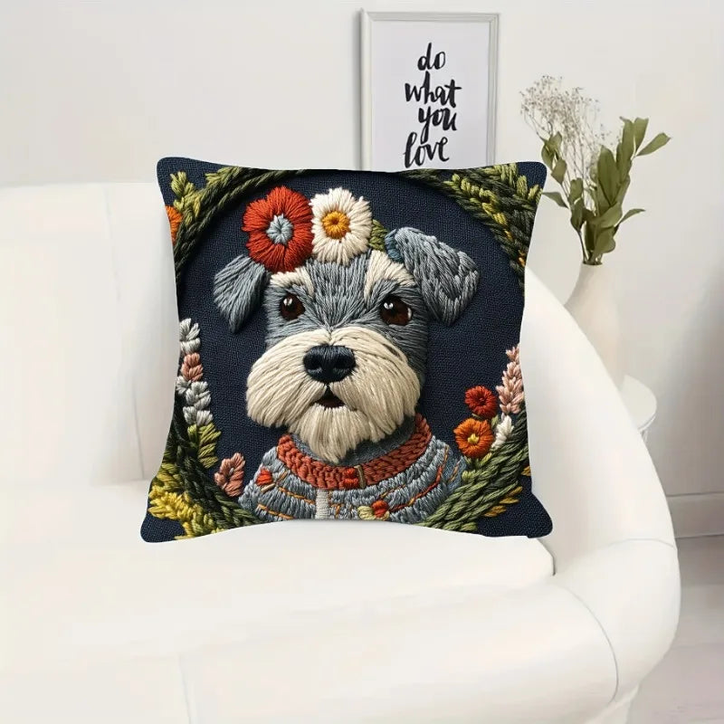 Schnauzer & Floral  Cushion Covers