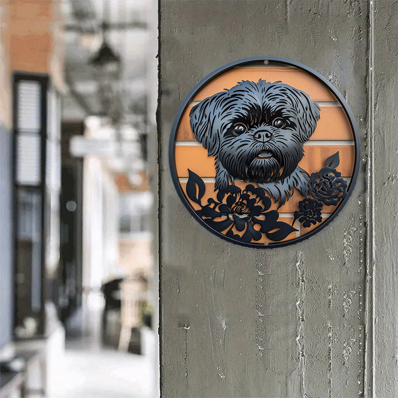 Floral Shih Tzu Metal Decor