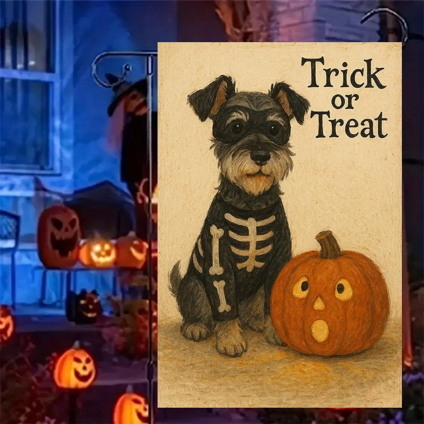 Schnauzer Halloween Flag Decor