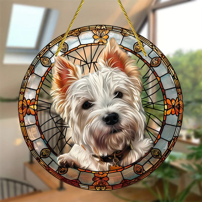 Elegant Westie Suncatcher Hanging Stained Glass Ornament