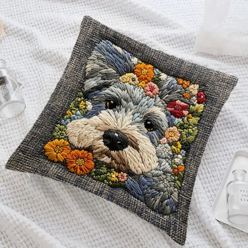 Floral Schnauzer Cushion Covers