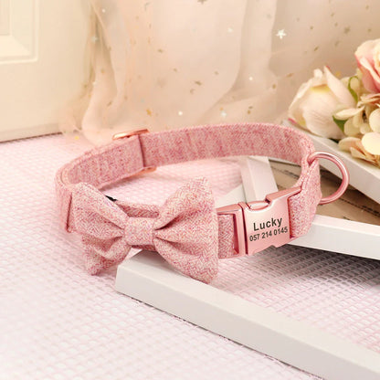 Personalized Dog Collar Bowknot