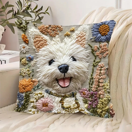 Floral Westie Cushion Covers