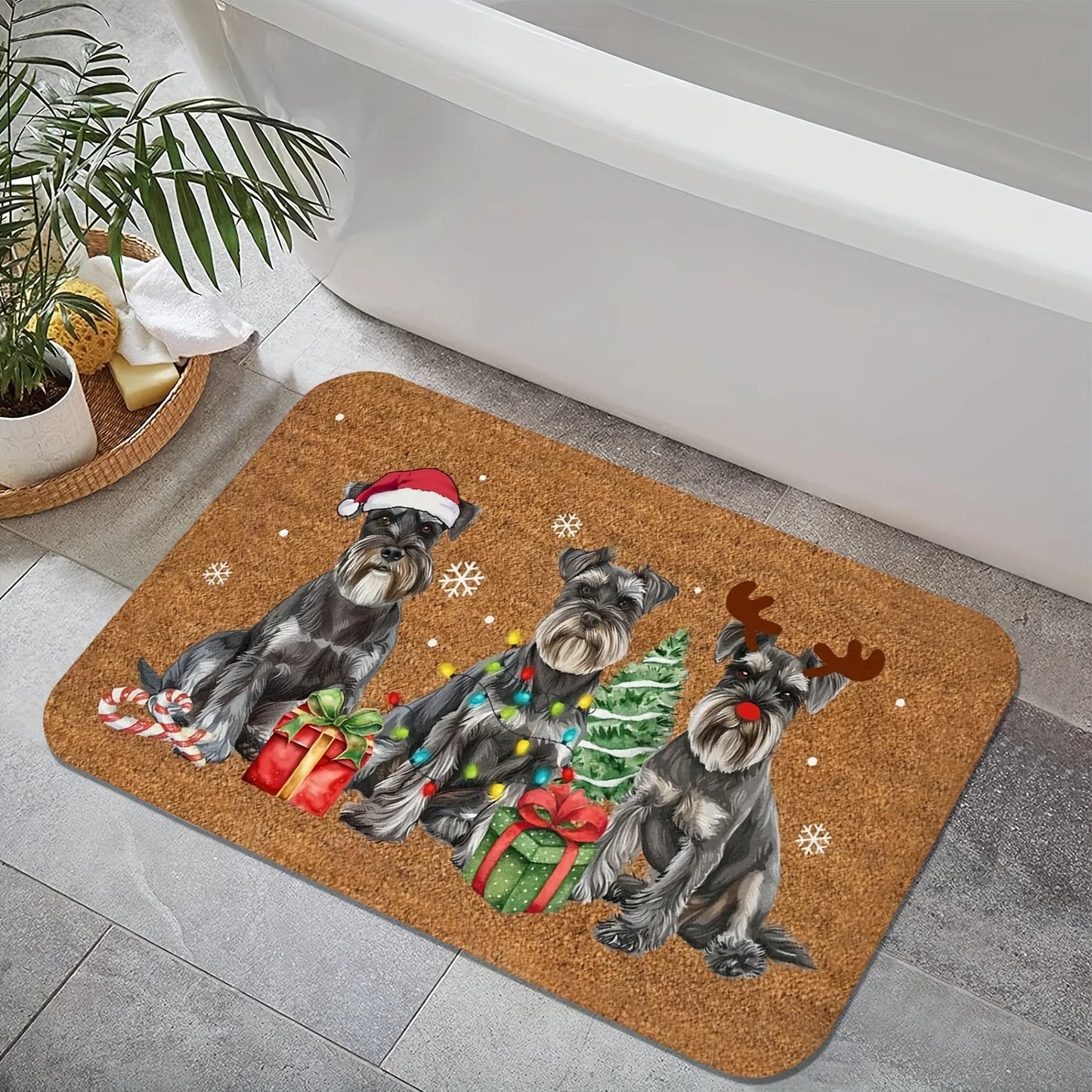 Schnauzer Home Christmas Doormat