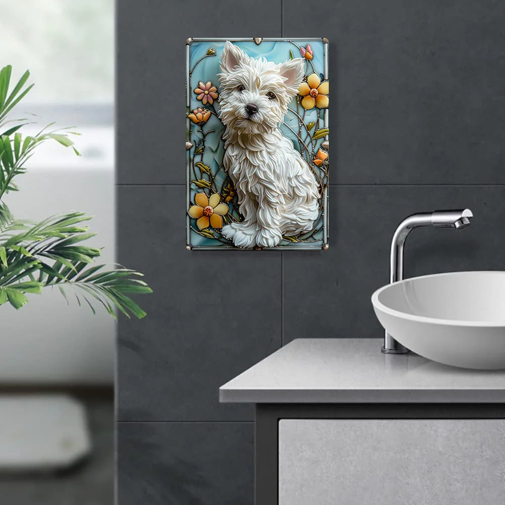 Floral Westie Wall Art