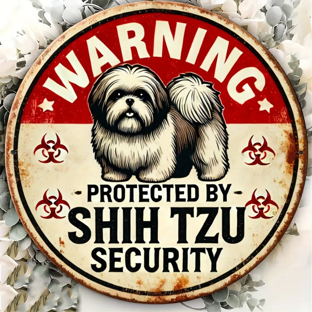 Vintage Shih Tzu Warning Sign