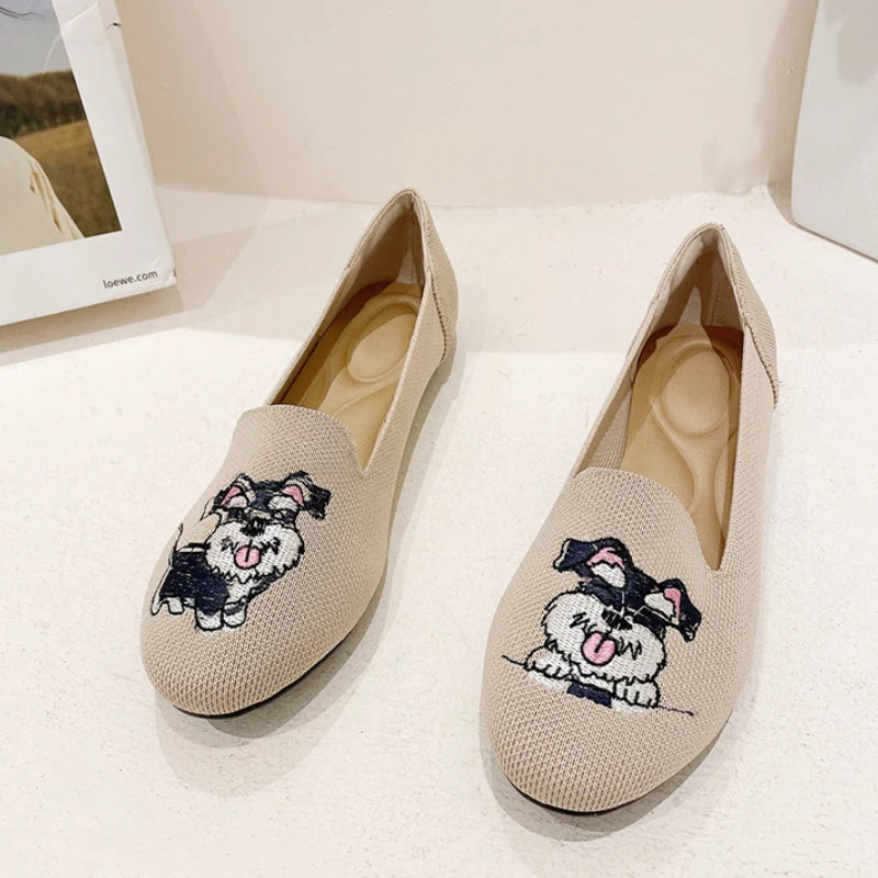Embroidered Schnauzer Loafers