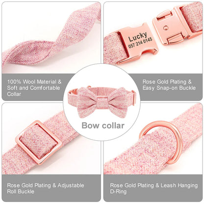 Personalized Dog Collar Bowknot