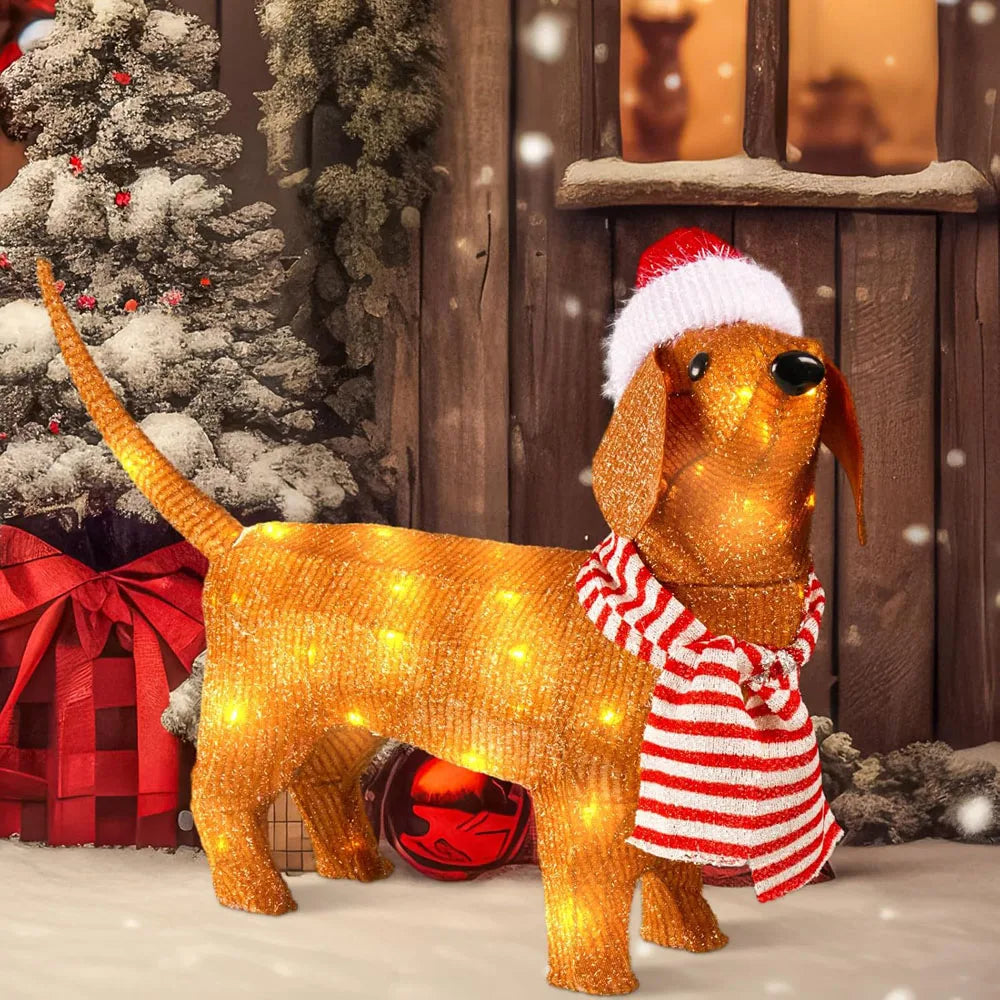 Christmas Lighted Dachshund Decor