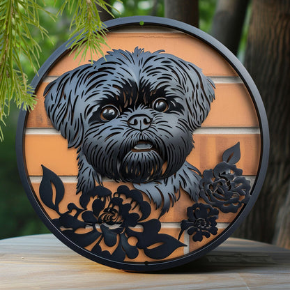 Floral Shih Tzu Metal Decor
