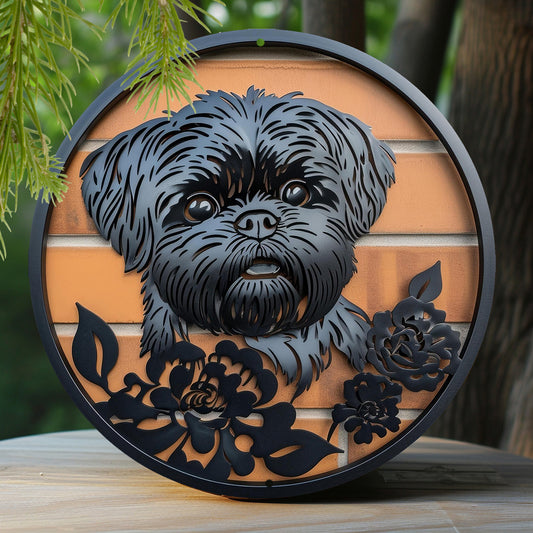 Floral Shih Tzu Metal Decor