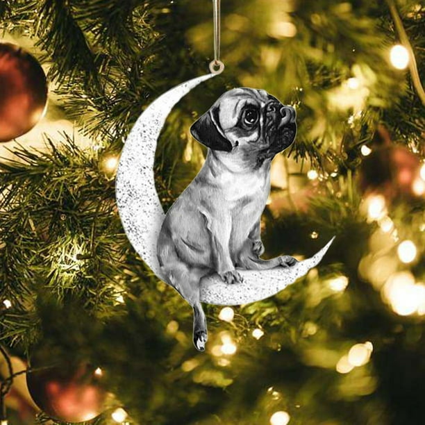 Pug Moon Christmas Pendant