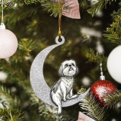 Shih Tzu on Moon Ornaments