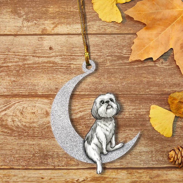 Shih Tzu on Moon Ornaments