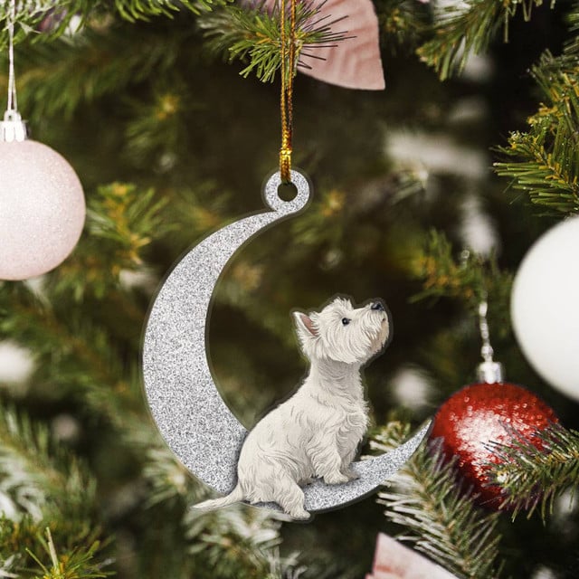 Westie on Moon Ornaments