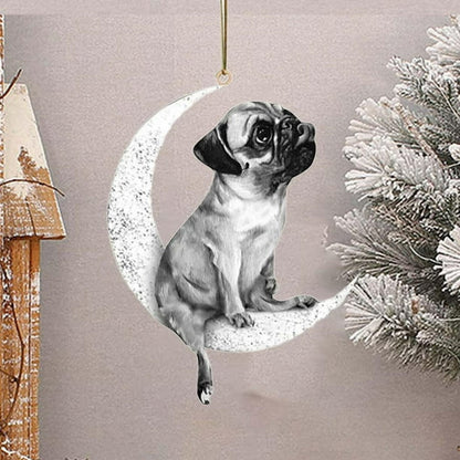 Pug Moon Christmas Pendant