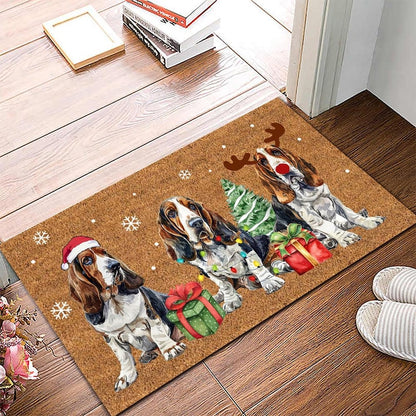 Basset Hound Christmas Doormat