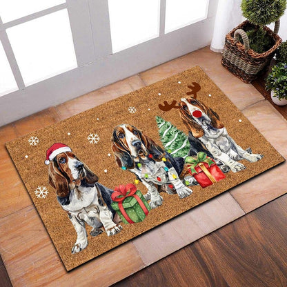 Basset Hound Christmas Doormat