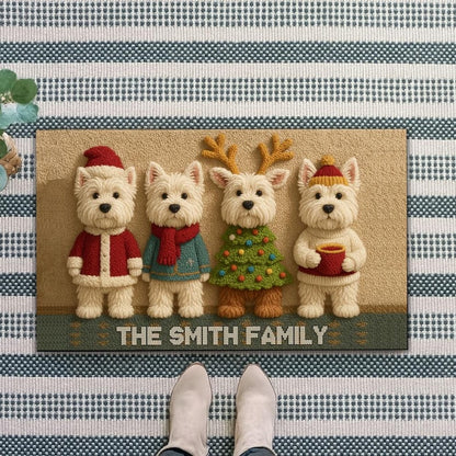 Custom Westie Family Christmas Doormat