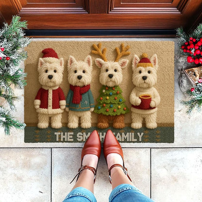 Custom Westie Family Christmas Doormat