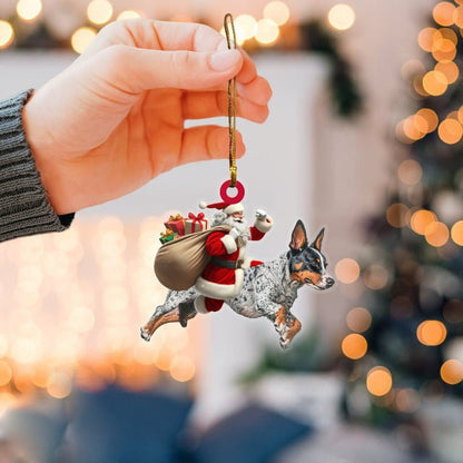 Santa on Blue Heeler Christmas Pendants