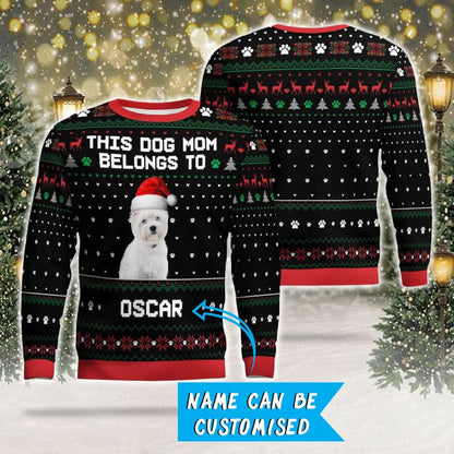Photo + Name Personalized Christmas Ugly Sweater for Westie Parents