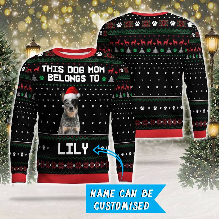 Photo + Name Personalized Christmas Ugly Sweater for Heeler Parents