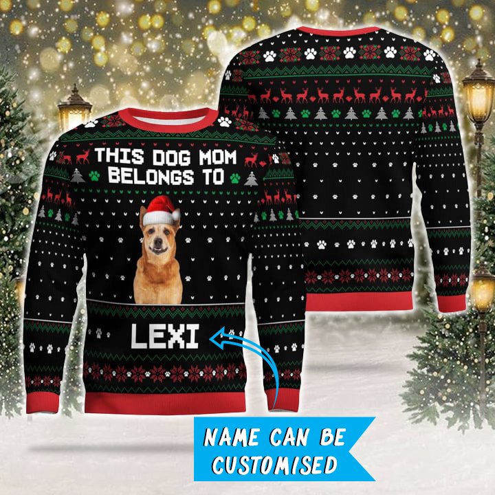 Photo + Name Personalized Christmas Ugly Sweater for Heeler Parents