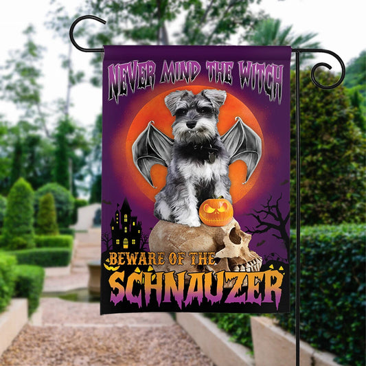 Never Mind Schnauzer Halloween Flag
