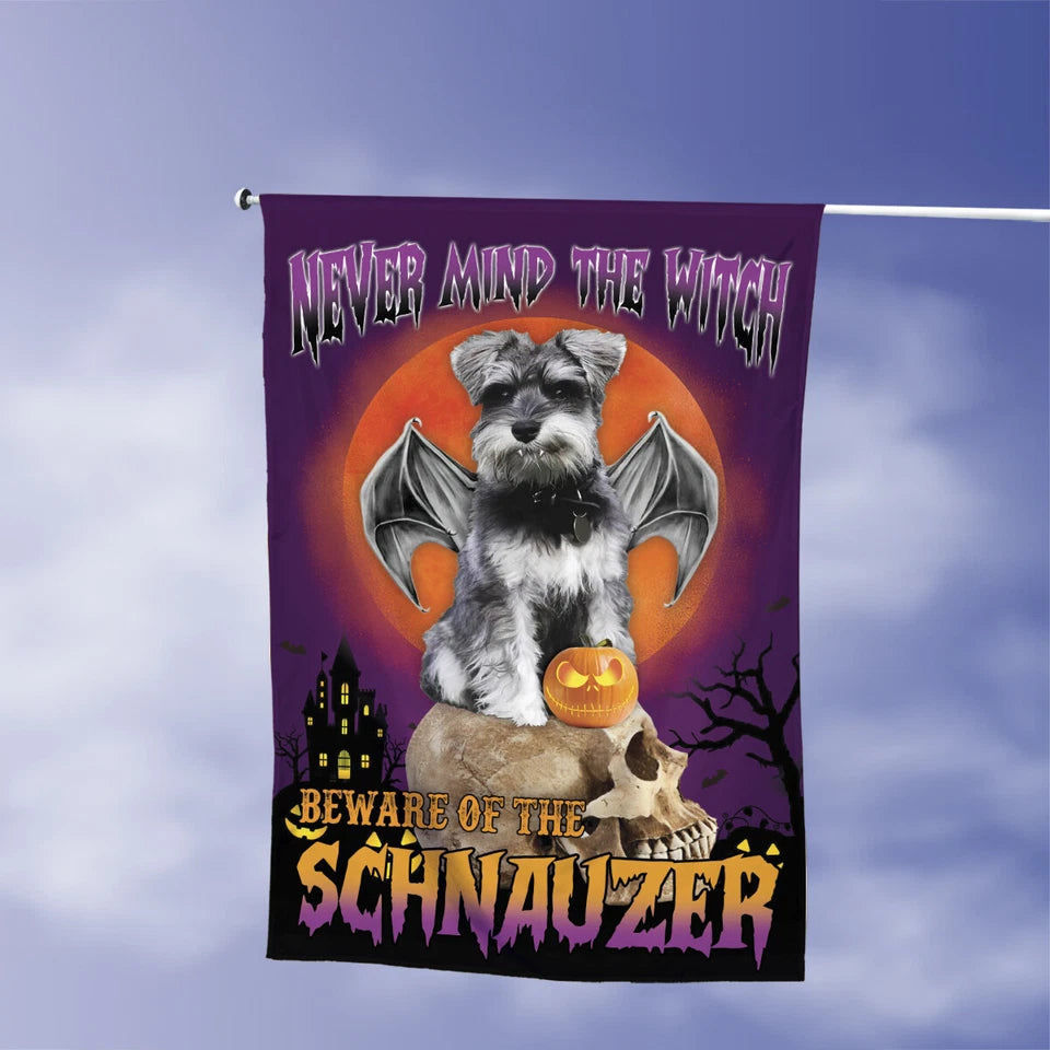 Never Mind Schnauzer Halloween Flag