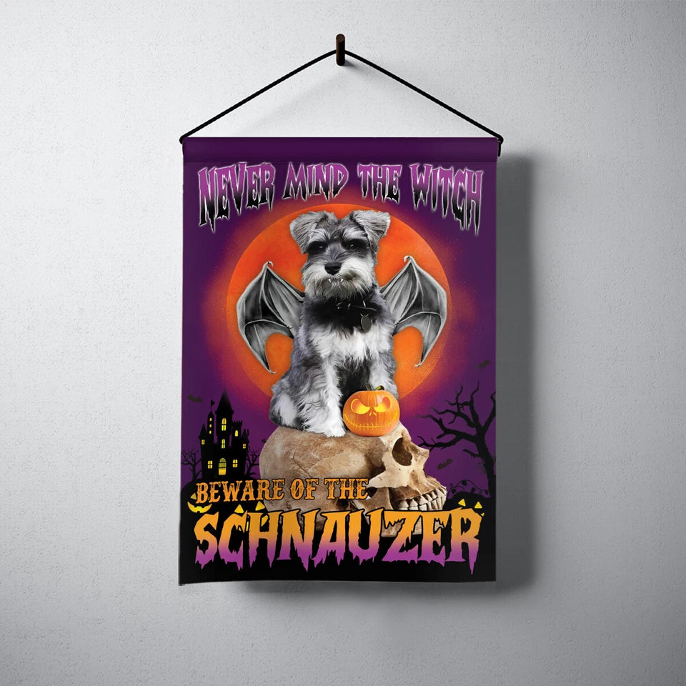 Never Mind Schnauzer Halloween Flag